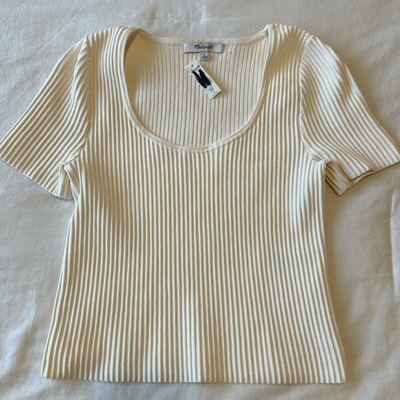 NWT Madewell ‘Ottoman Crop Sweater Tee’ in Ivory Size S - Picture 5 of 15